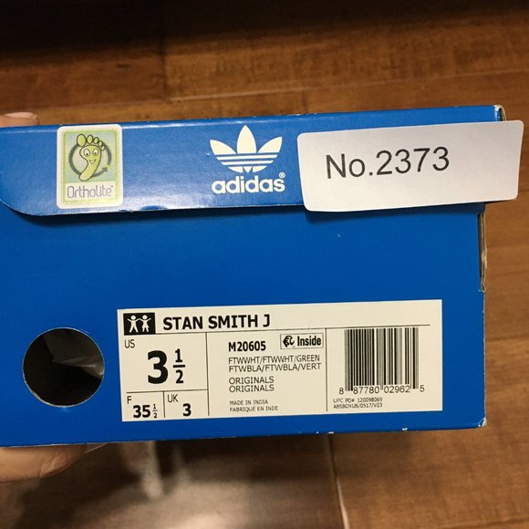 Adidas NWB Youth 3.5 US Stan Smith Sneaker White Green Heel Counter Lace Up - Picture 13 of 14
